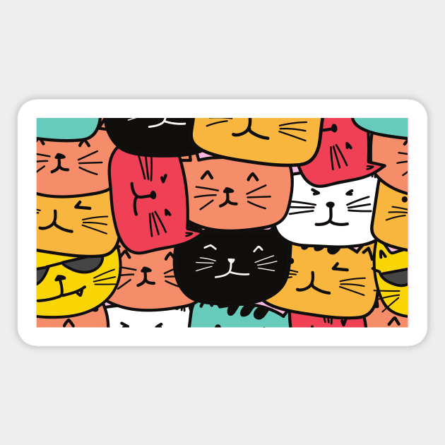 Cute Heads Cats Lover Gift Sticker by queensandkings